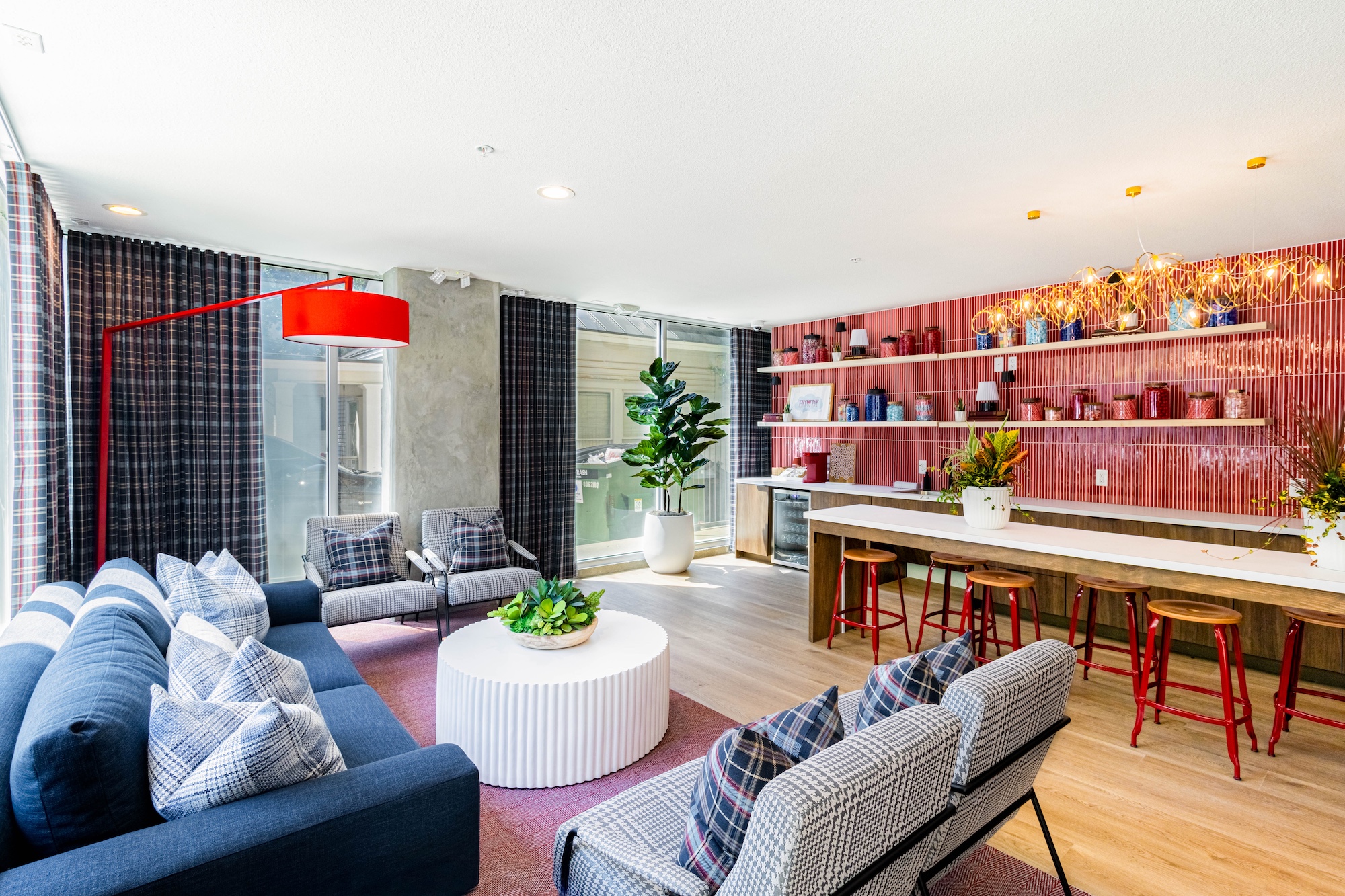 Lounge area and coffee bar seating at Pointe San Marcos