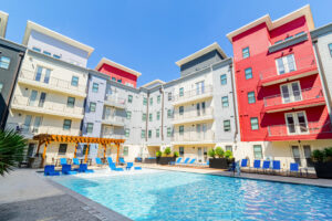 Swimming pool and sundeck at Pointe San Marcos